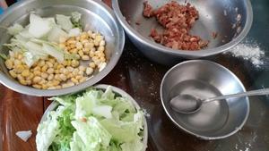 玉米瘦肉包菜饺的做法 步骤2
