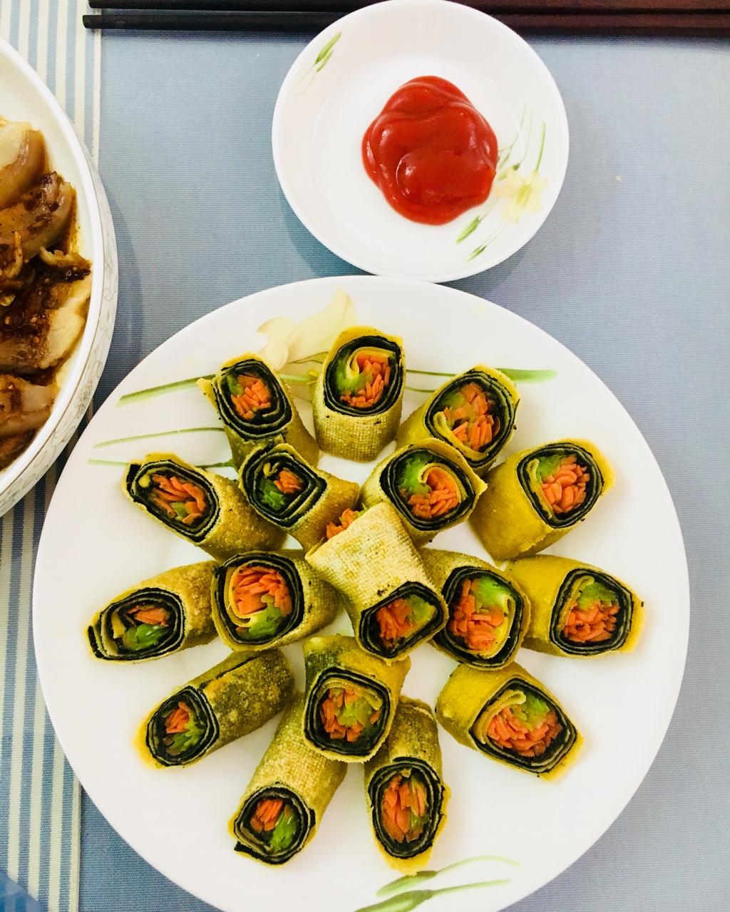 五彩素菜卷
