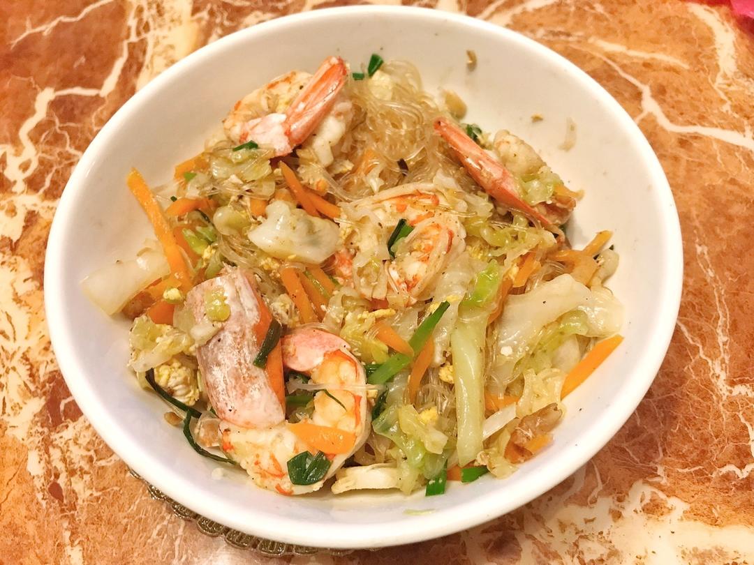 圆白菜粉丝虾