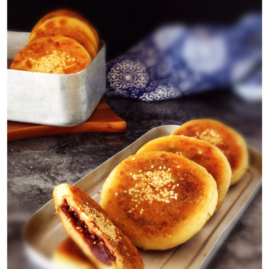 玫瑰豆沙红薯饼