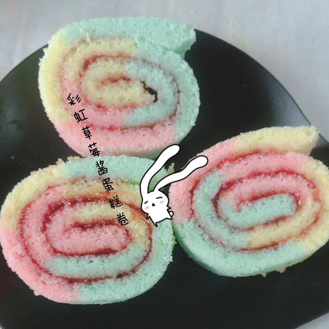 五彩斑斓的彩虹蛋糕卷   #皮黑森林#