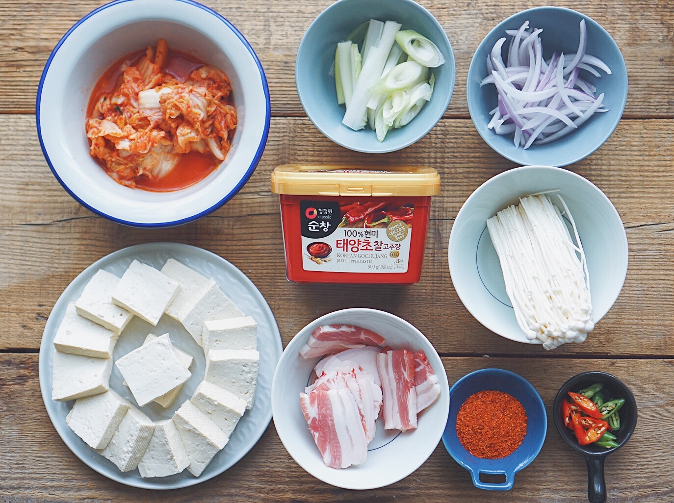 米饭绝配❗️一学就会的辣白菜豆腐汤🔥的做法 步骤1