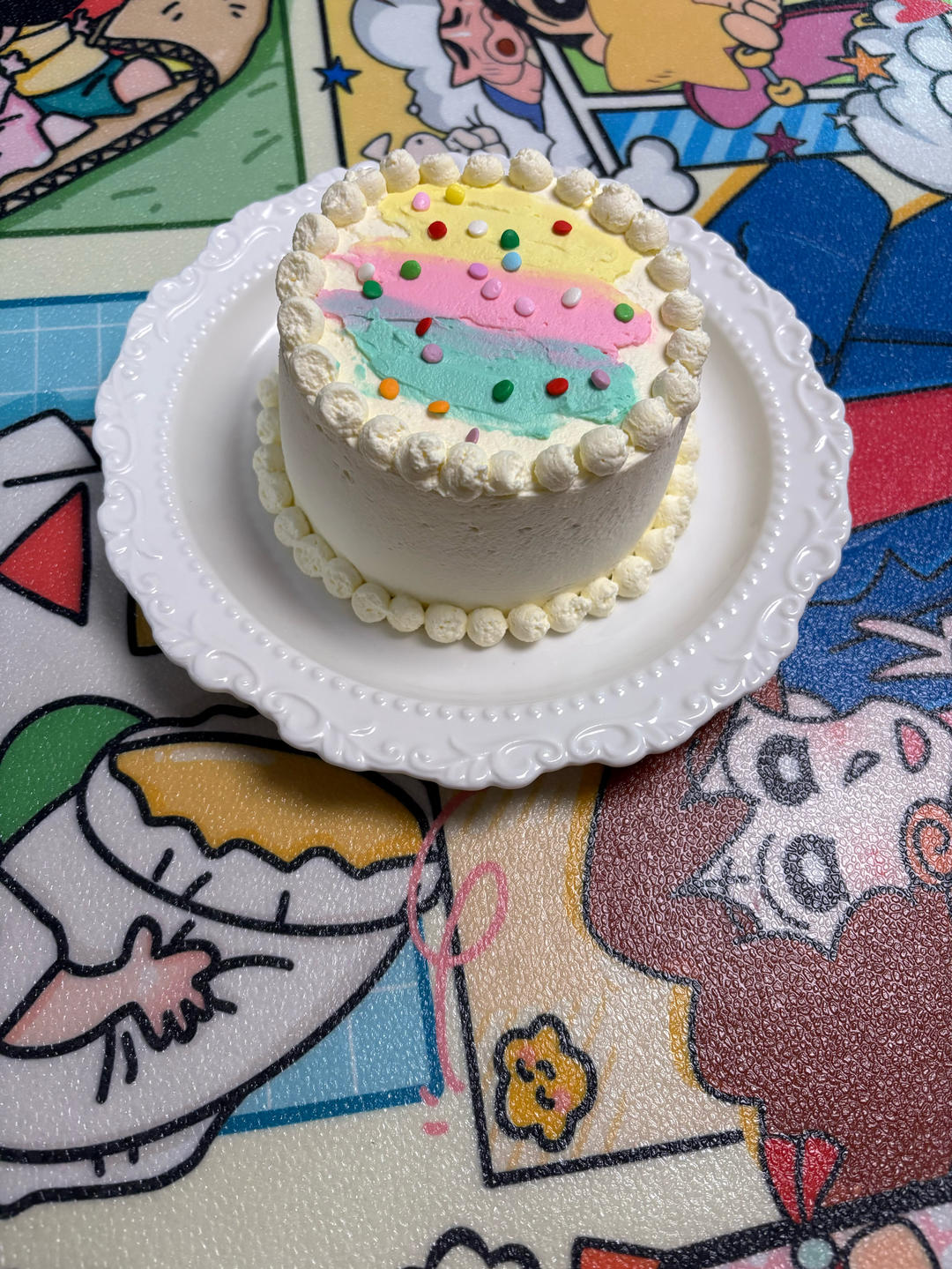 一抹彩虹🌈蛋糕裱花