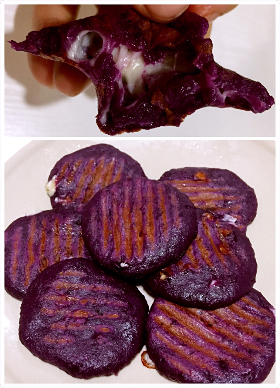 超简超好吃-紫薯奶酪糯米饼的做法 步骤6