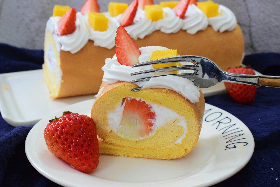 小斯cc做的水果奶油蛋糕卷(附各种小心得)