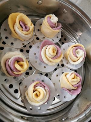 南瓜紫薯玫瑰花馒头的做法 步骤23