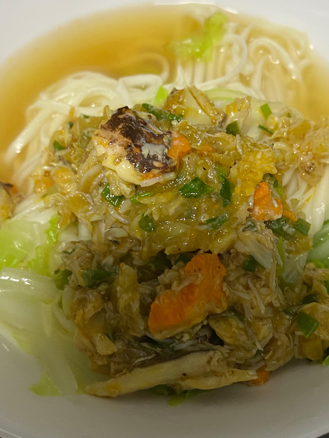 葱油蟹黄捞面