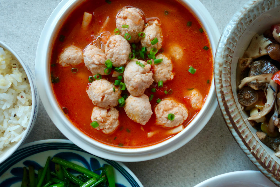 番茄浓汤小肉圆（土猪瘦肉版）