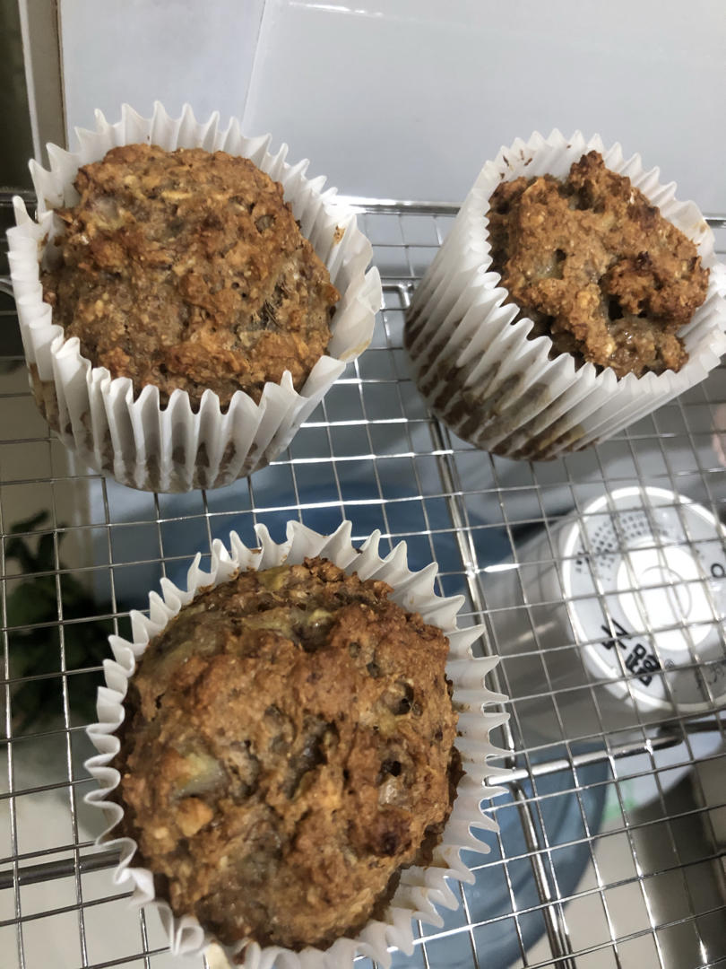 无糖海盐香蕉夹心花生酱燕麦快手马芬【健康主食】