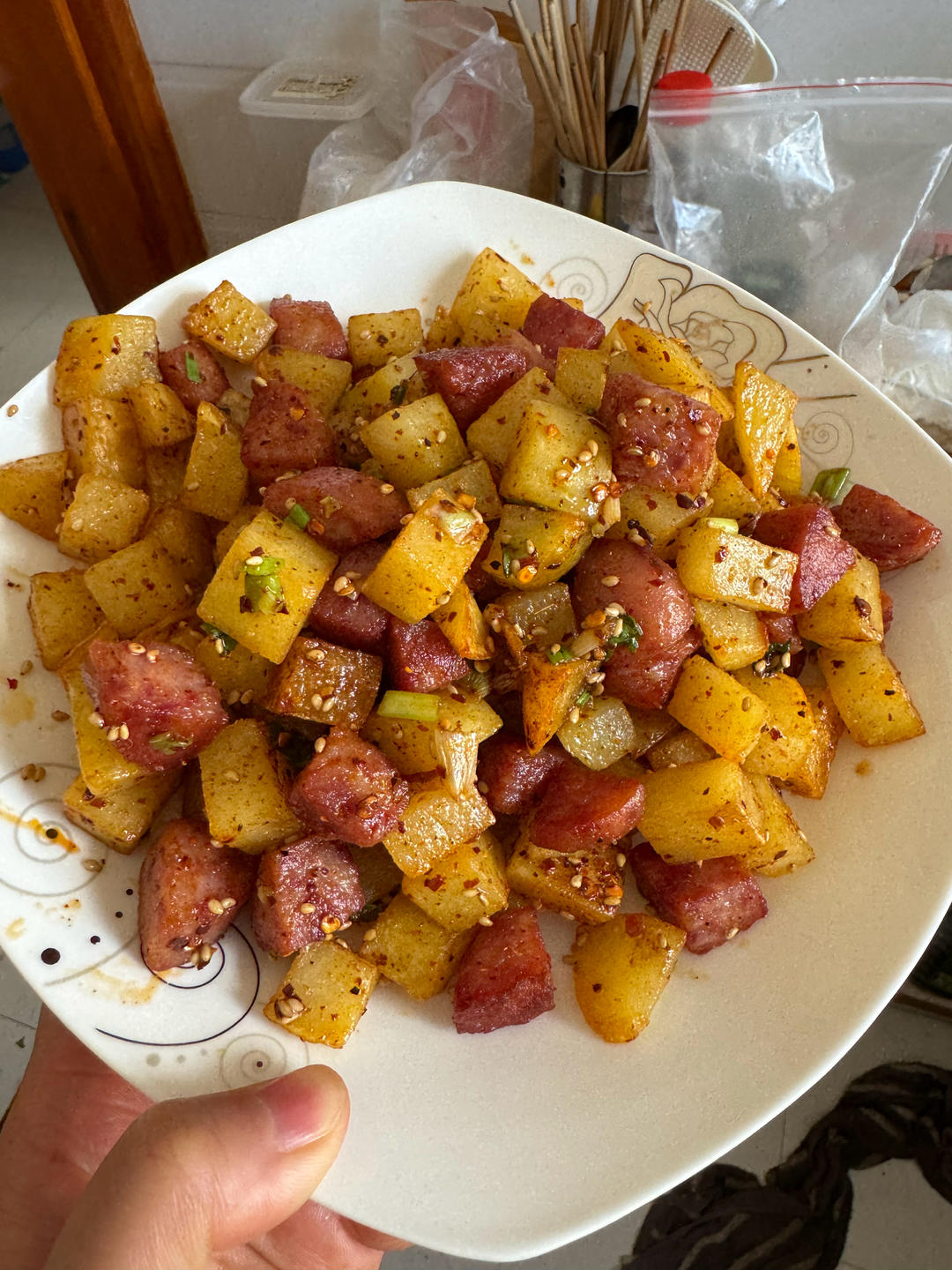 烧烤风味的土豆小香肠