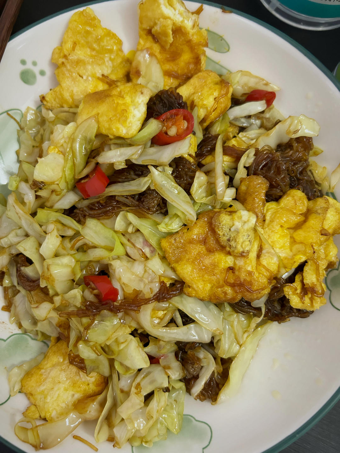 粉丝炒包菜