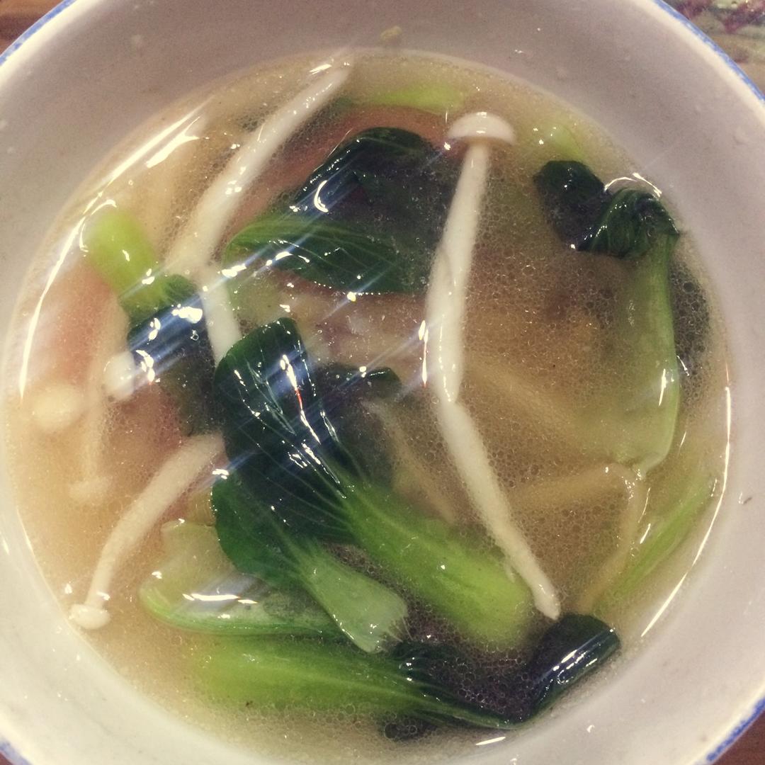 快手青菜蘑菇榨菜汤