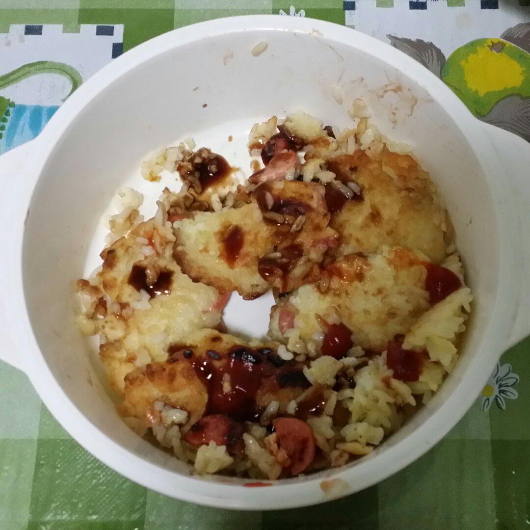 米饭蛋饼（剩米饭煎蛋饼）