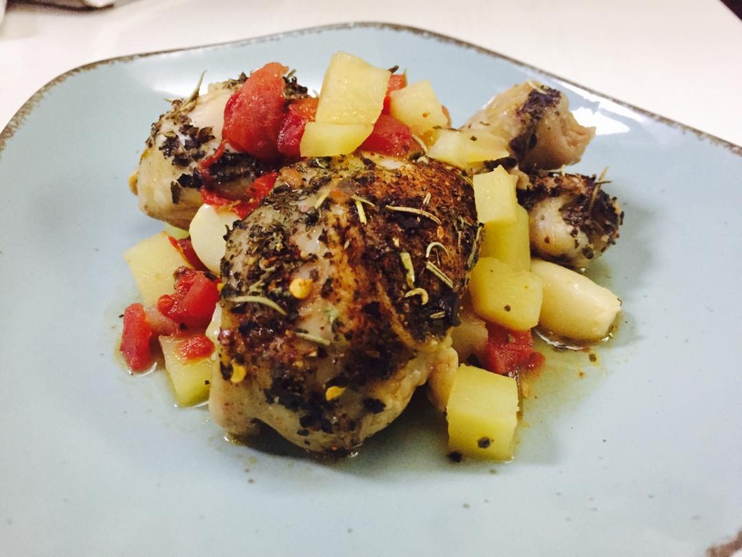 香蒜蕃茄烤鸡腿