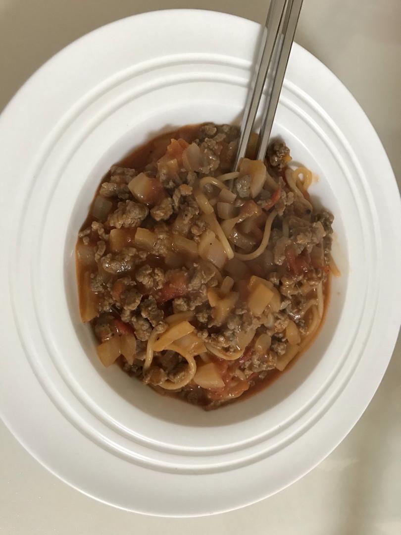 （完胜必胜客的）番茄肉酱意大利面～