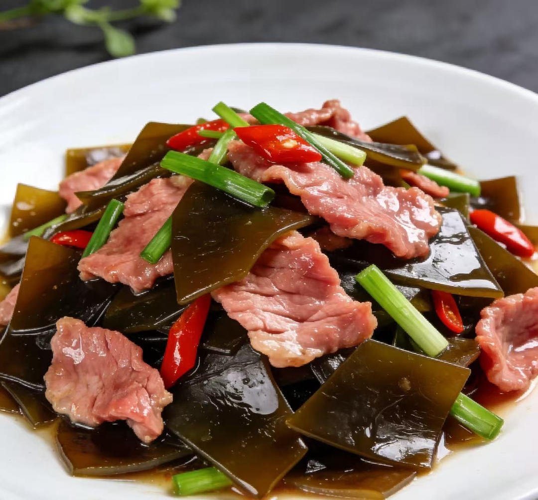 海带炒肉片