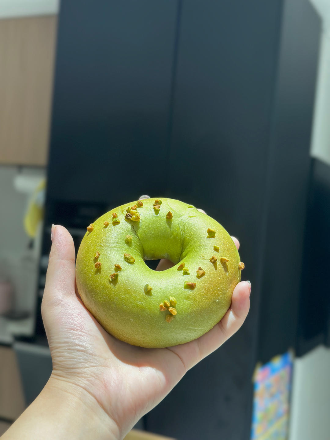 可以售卖的开心果乳酪贝果，保色小技巧