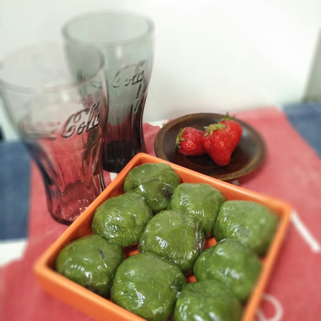 抹茶红豆青团&麦苗汁青团