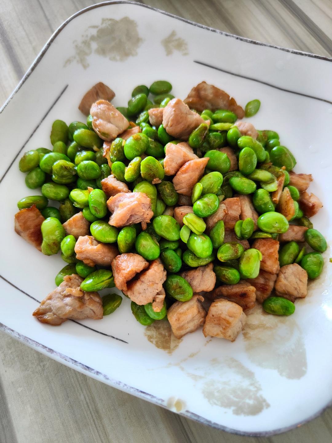 毛豆炒肉（超简单）