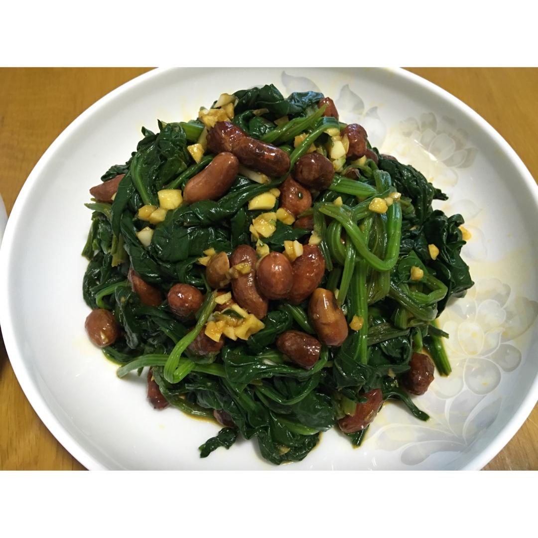 凉拌花生米菠菜