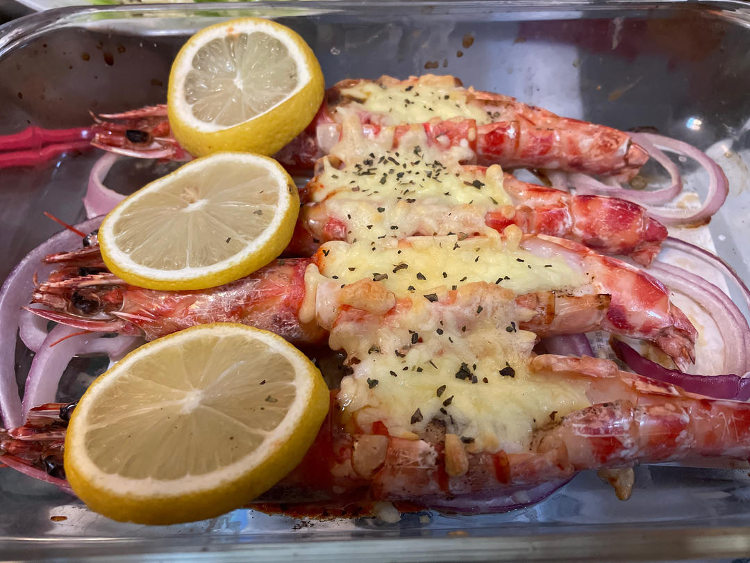 芝士焗竹节对虾