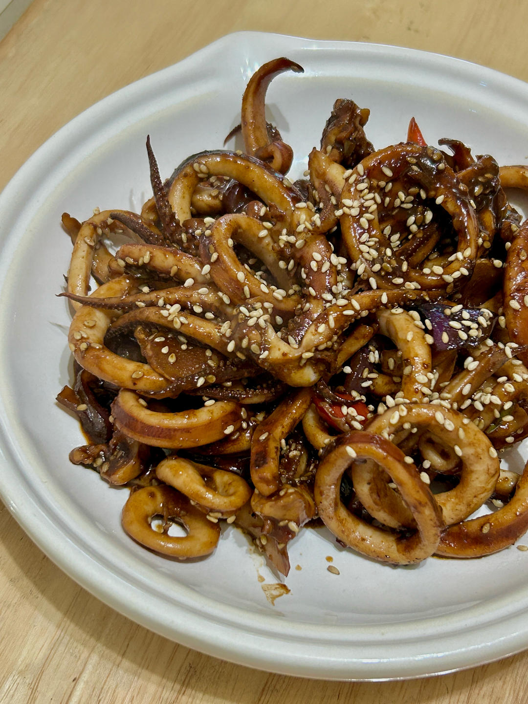 快手版铁板鱿鱼，酱爆鱿鱼，太美味了