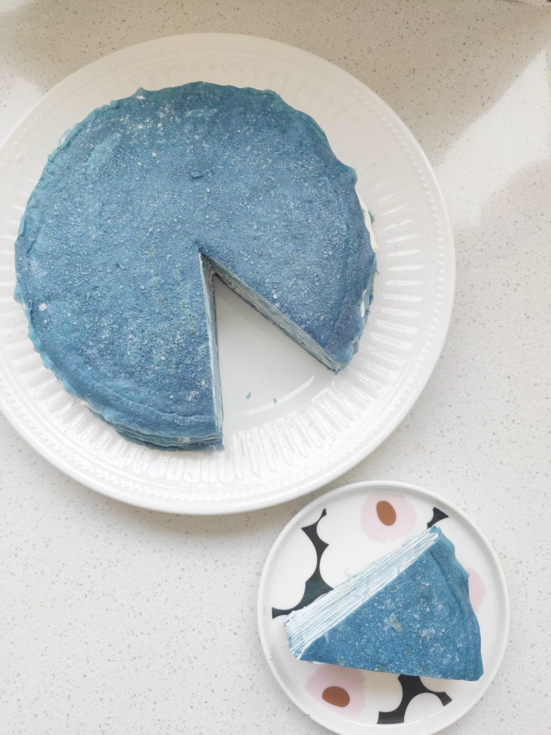 雾霾蓝千层蛋糕（蝶豆花粉）