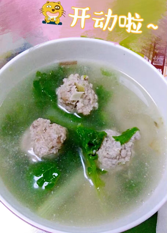 小白菜丸子汤