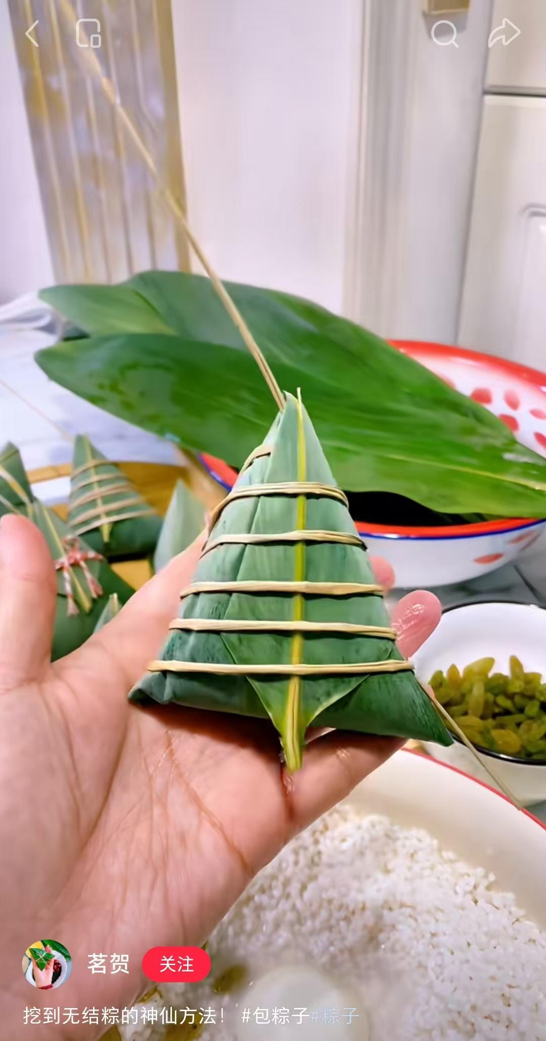 733 自己包粽子湿粽叶干粽叶糯米粽子包法集锦