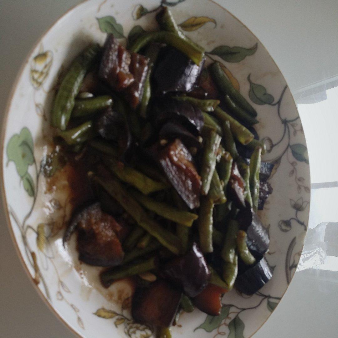茄子炒豆角（改良版 健康少油）