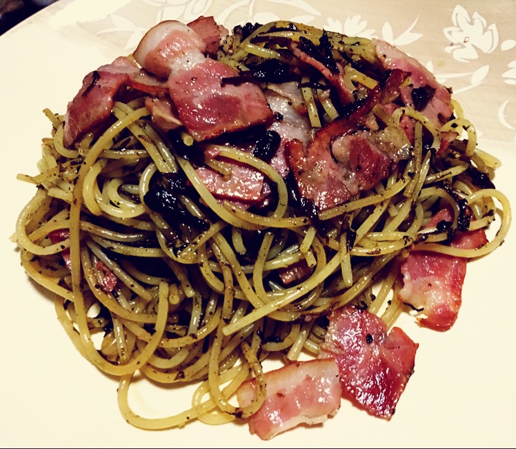 可能是最好吃系列--橄榄菜培根意面