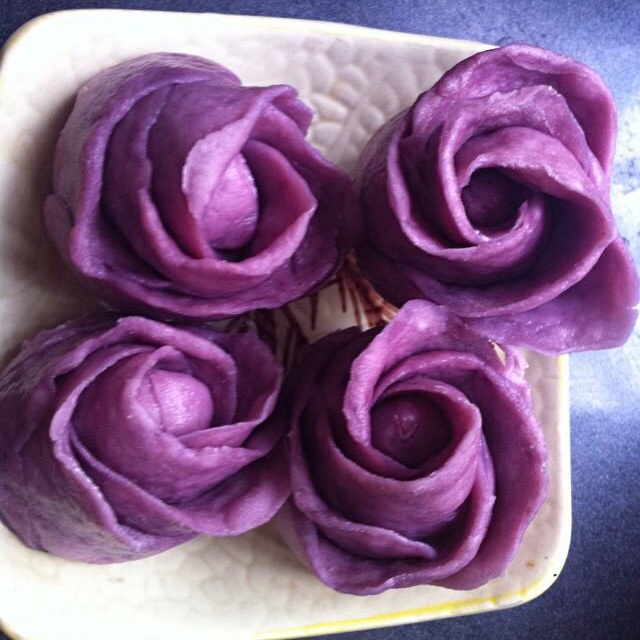 紫薯玫瑰花馒头