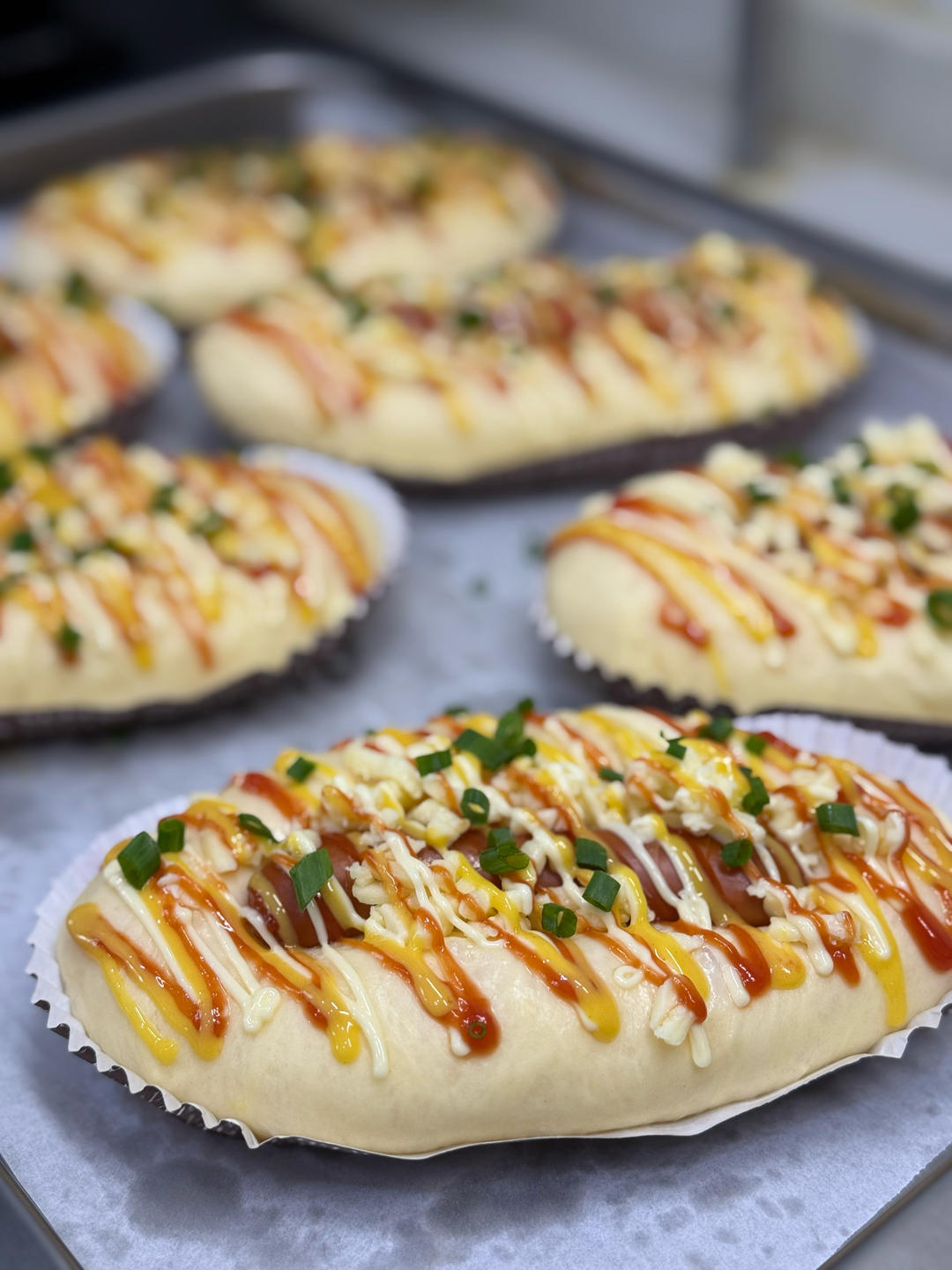 香葱芝士肠仔包（热狗面包）