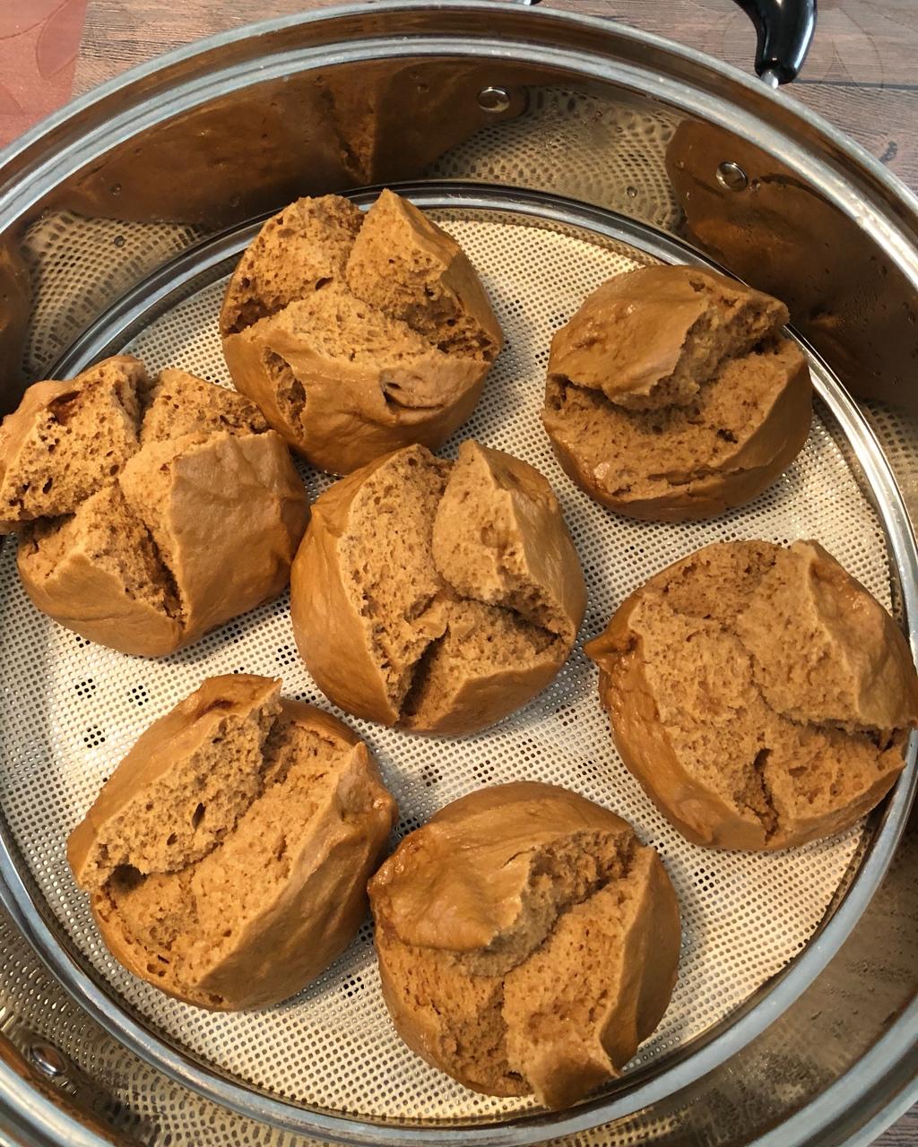 轩妈厨味做的手工老面馒头红糖开花馒头