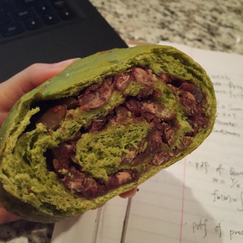 抹茶红豆软面包