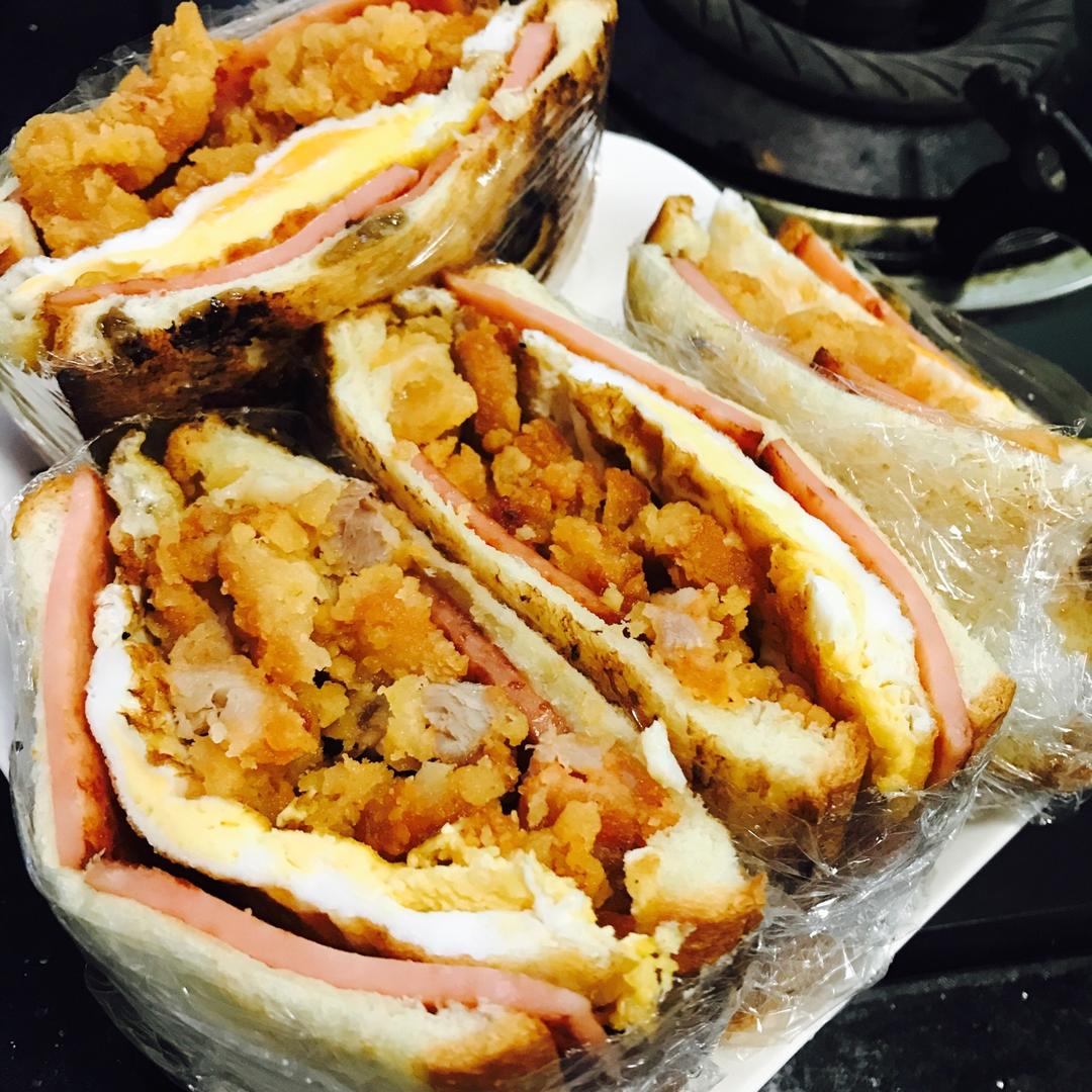 如何做超厚的沼三明治~详细tip！牛油果鸡蛋午餐肉三明治~