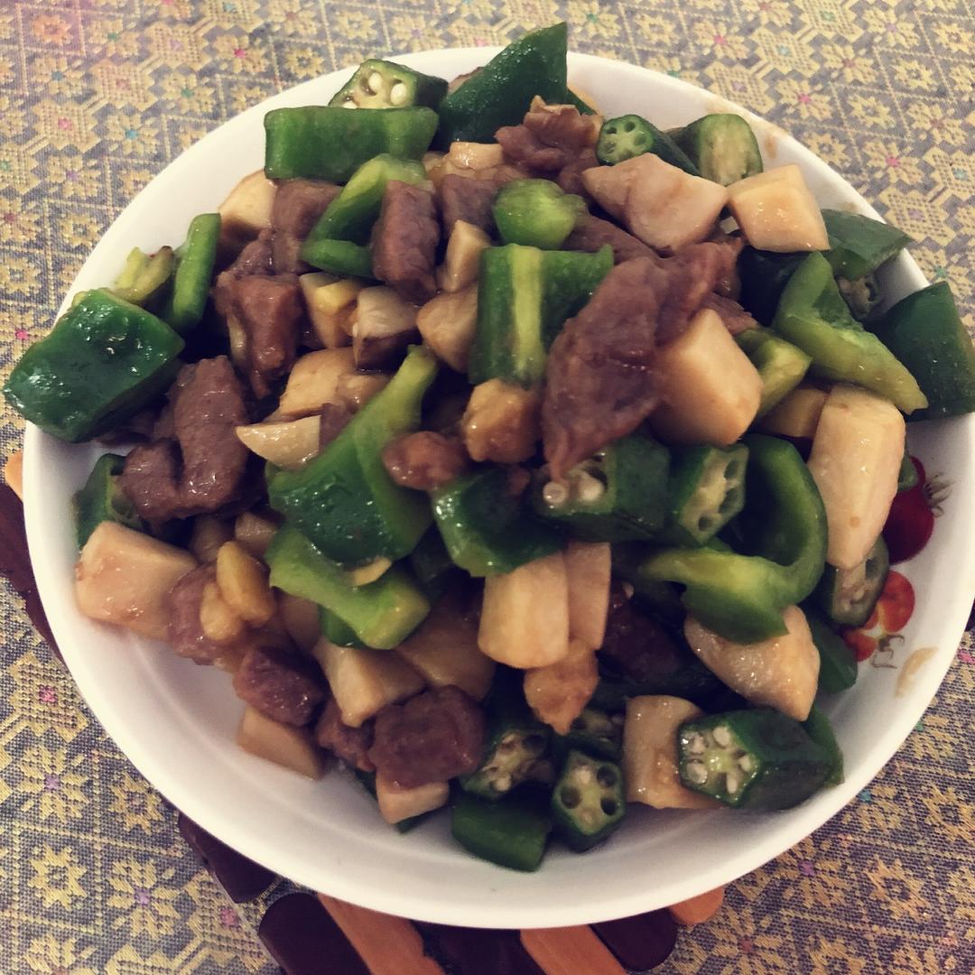 杏鲍菇黑胡椒牛肉粒~老丁的私房菜