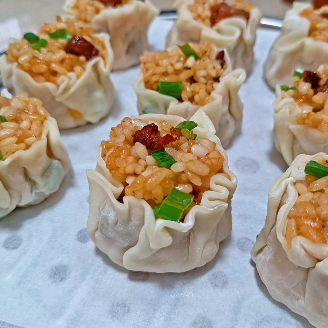 简单的青椒腊肠饺子皮烧麦