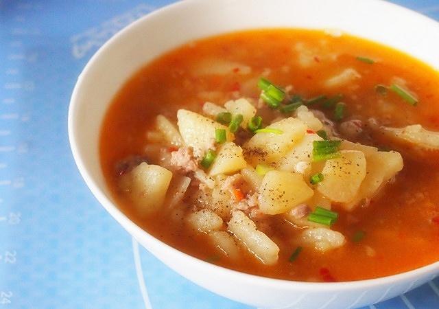 酸辣土豆肉末汤的做法