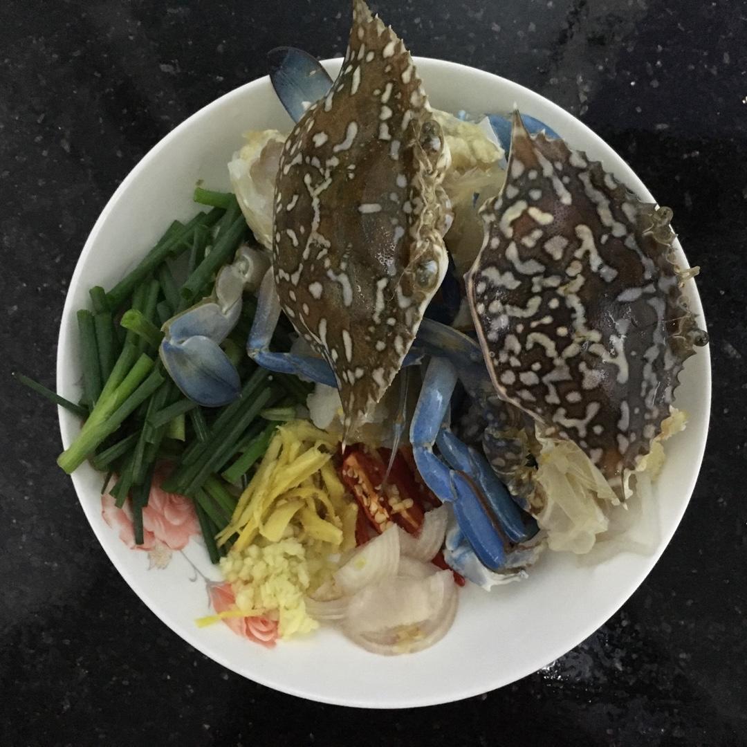姜葱炒花蟹