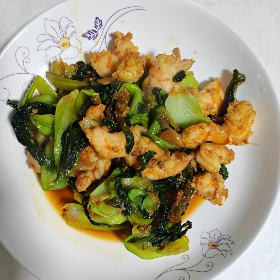 虾仁炒油菜