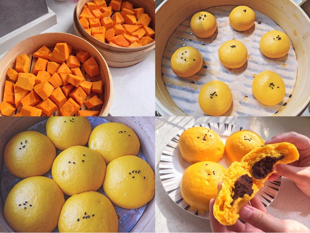 南瓜玫瑰馒头（一次发酵法）