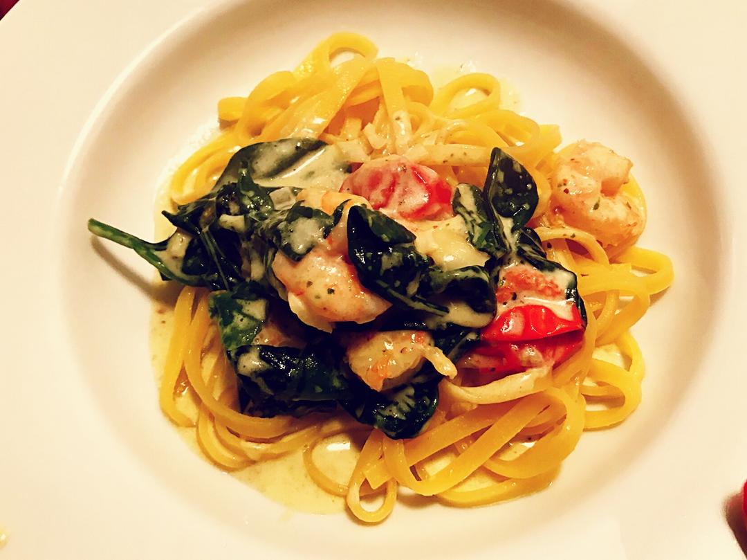 Pasta Scampi e Spinci的做法