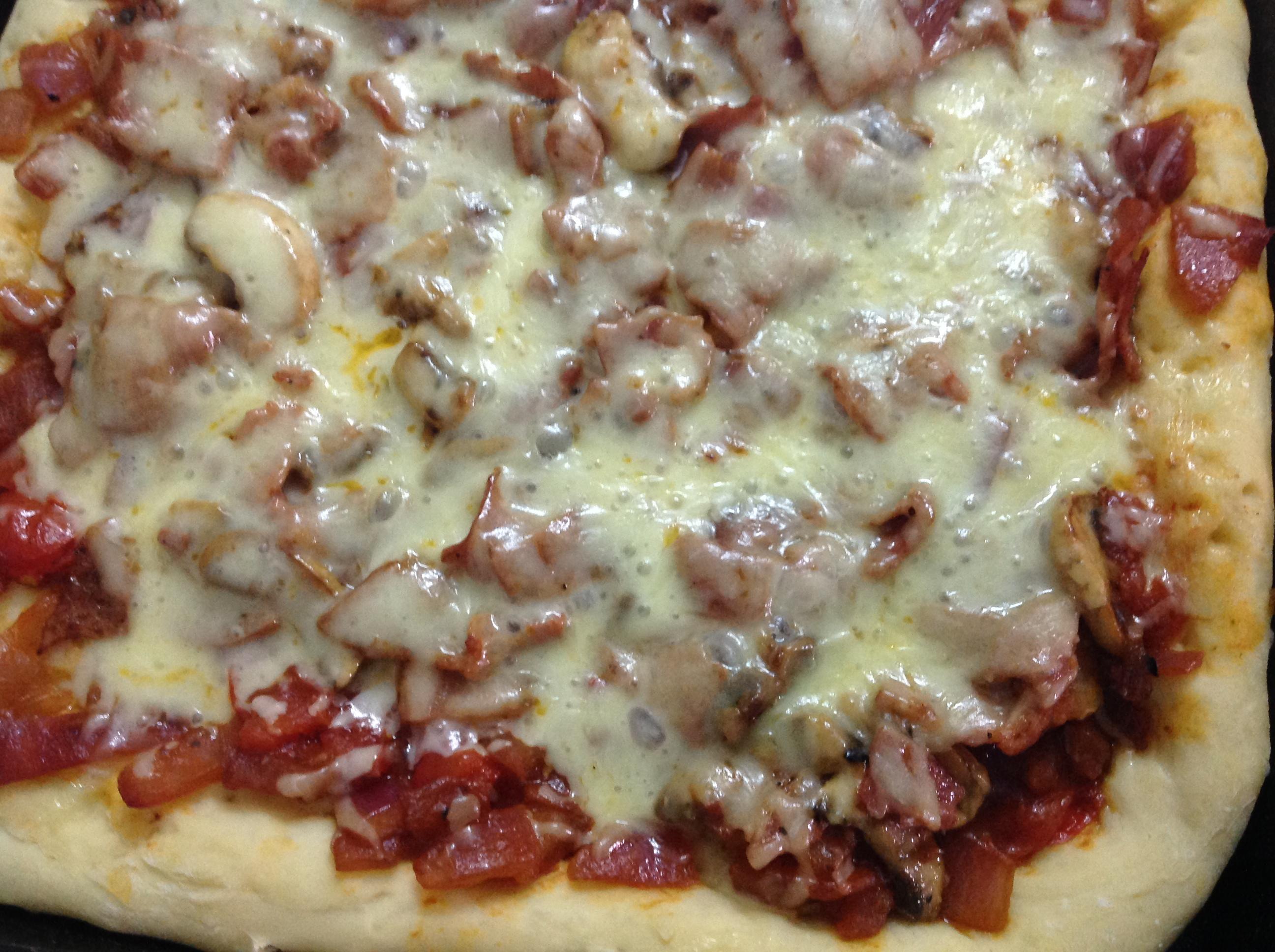 周末午餐：自制培根蘑菇Pizza的做法