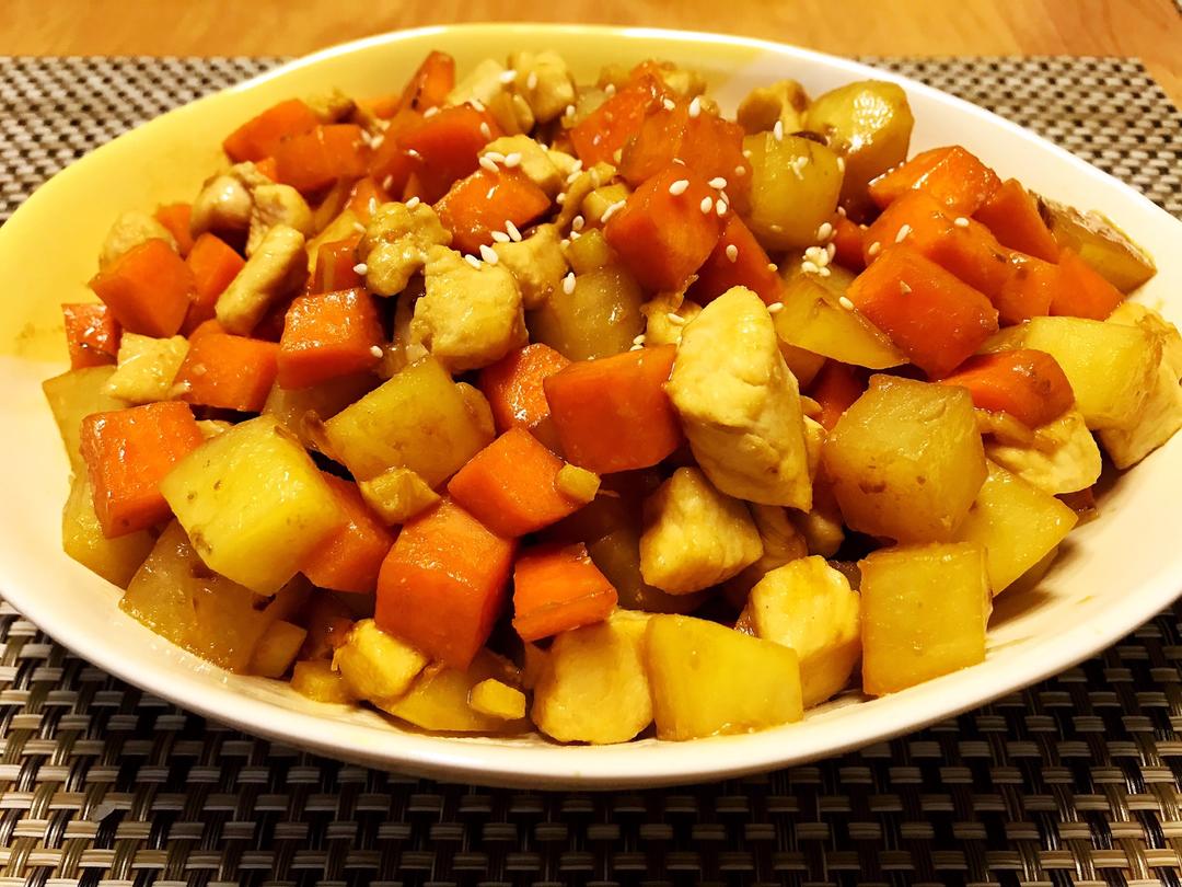 时蔬炒鸡丁的做法