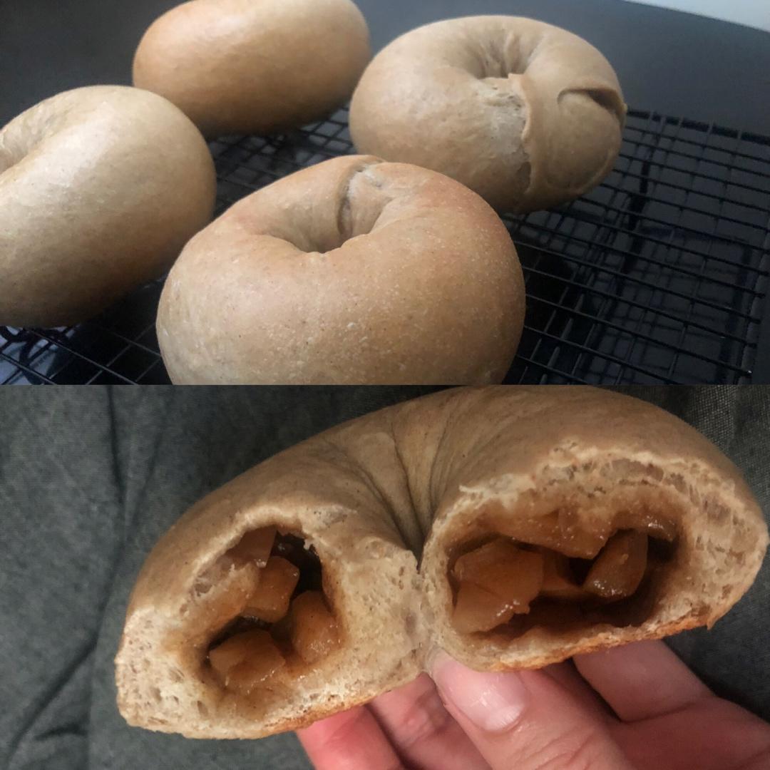 红糖肉桂苹果贝果~碳水怎么那么美好