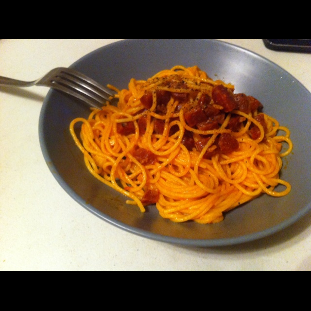 黑胡椒香蒜培根意大利面