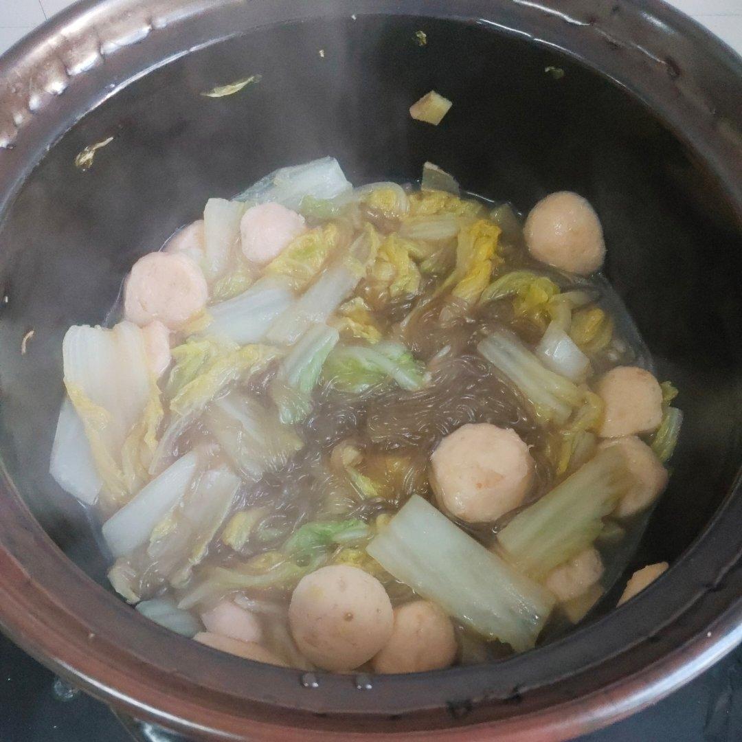 娃娃菜粉丝煲，低卡又鲜美