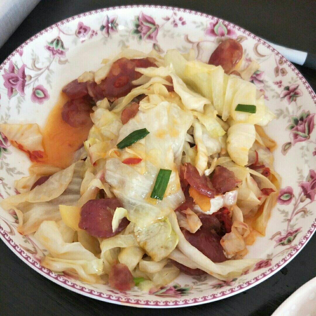 素颜控---_dxgs做的包菜炒腊肠
