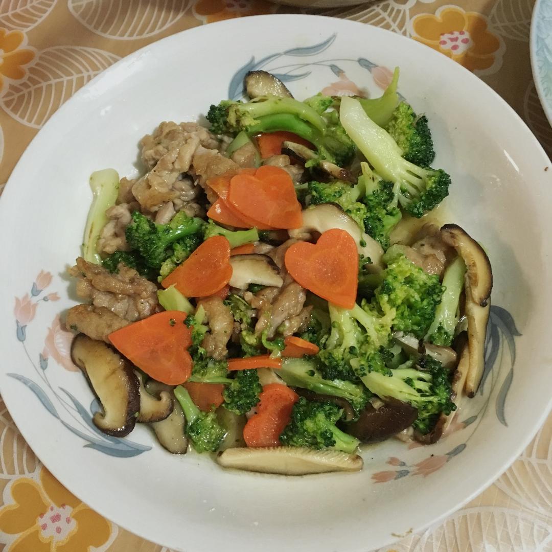 蓝瘦香菇
（西蓝花瘦肉炒香菇）